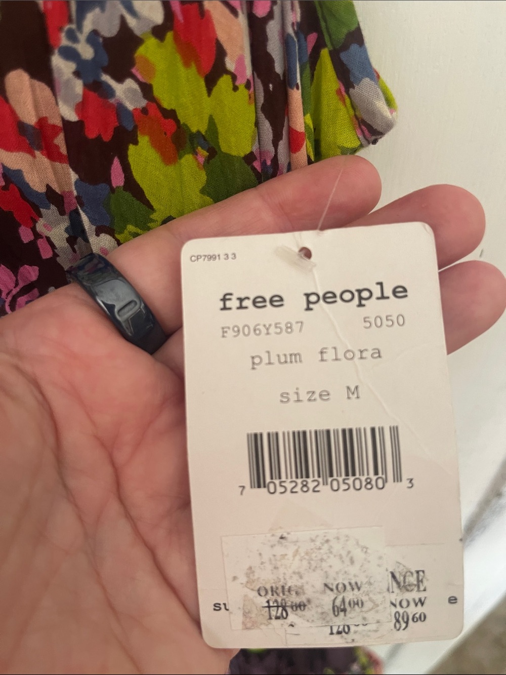NWT. Free People Floral Tank Dress in Lime Green, Pink & Purple - Picture 2 of 3